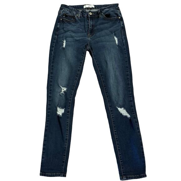 KanCan Estilo 9 ankle skinny mid rise distressed jeans size 28 dark denim pants - Picture 1 of 7